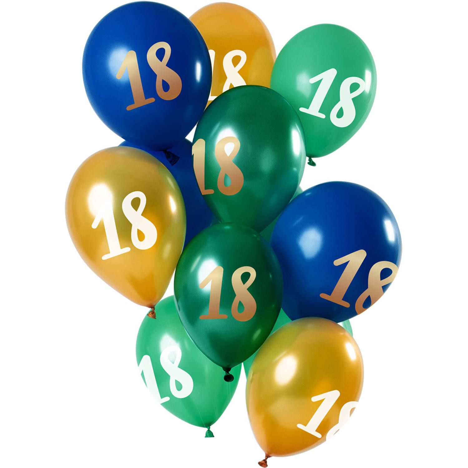 12 ballonnen 18 jaar groen goud 30cm