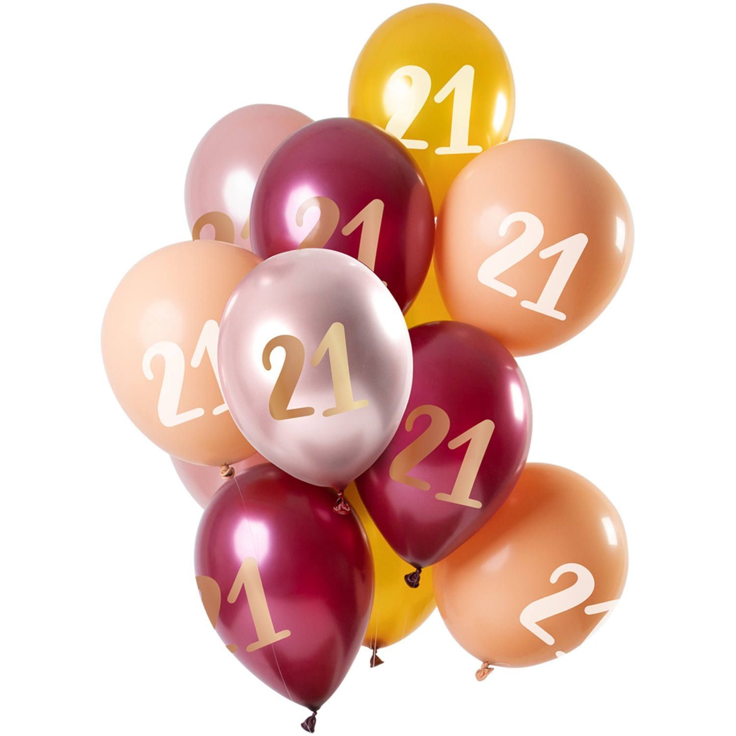 12 ballonnen 21 jaar roze goud 30cm