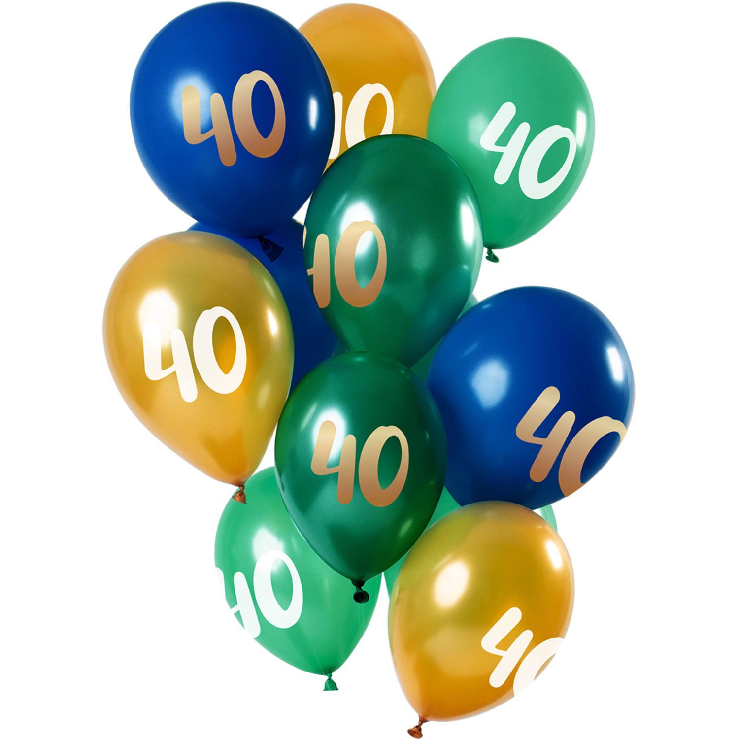 12 Ballonnen 40 Jaar Groen Goud 30cm