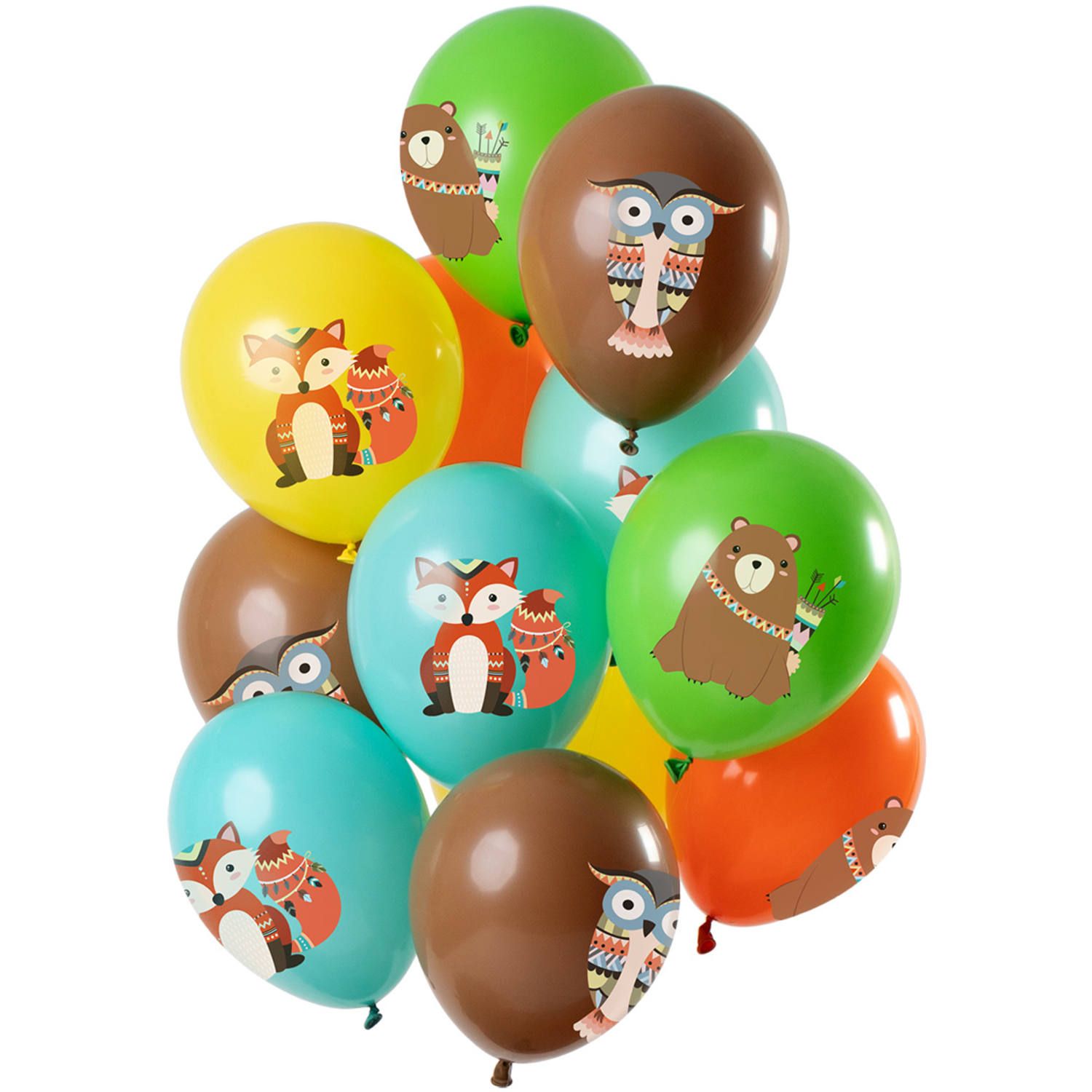 12 ballonnen bosdieren meerkleurig 30cm