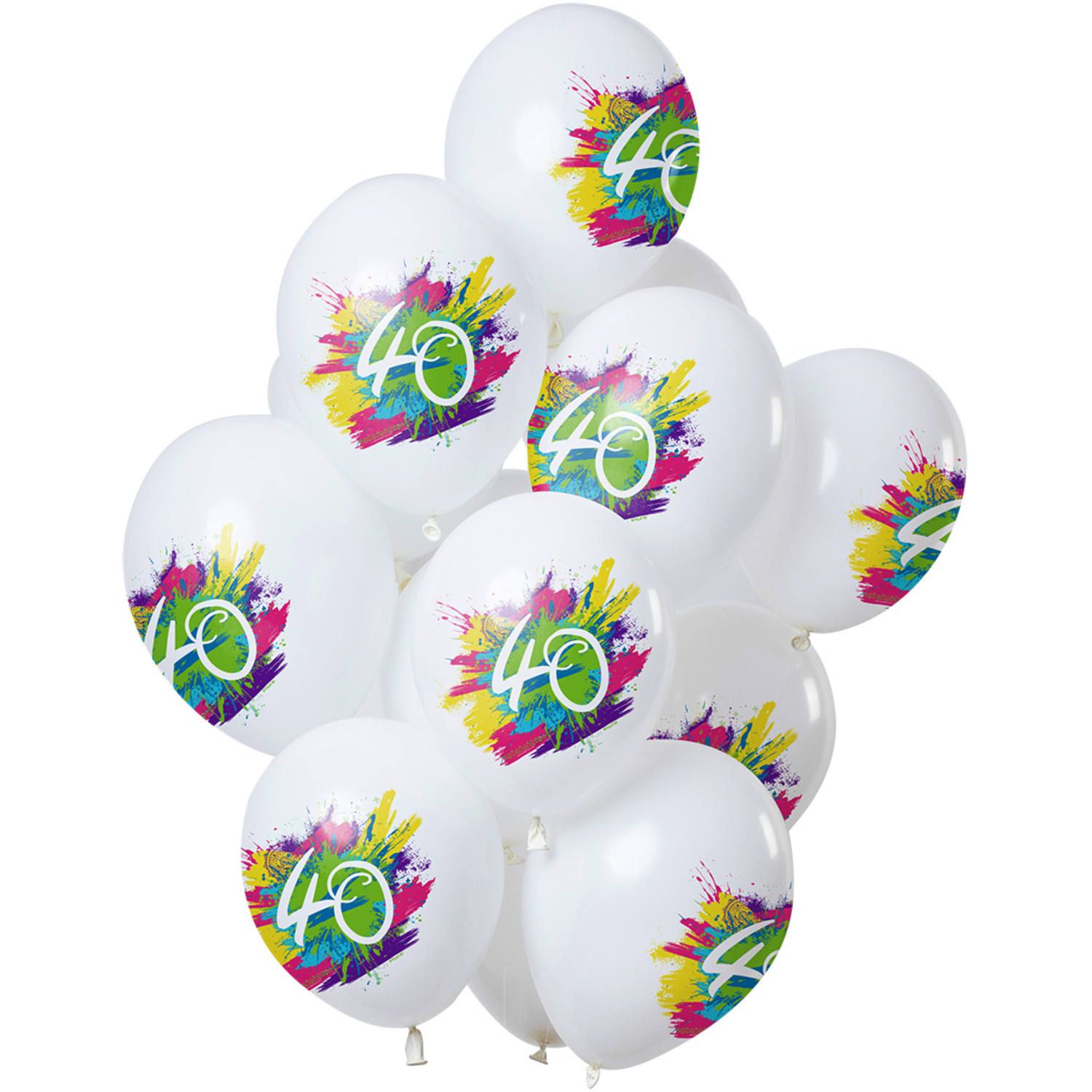 12 ballonnen color splash 40 jaar 30cm