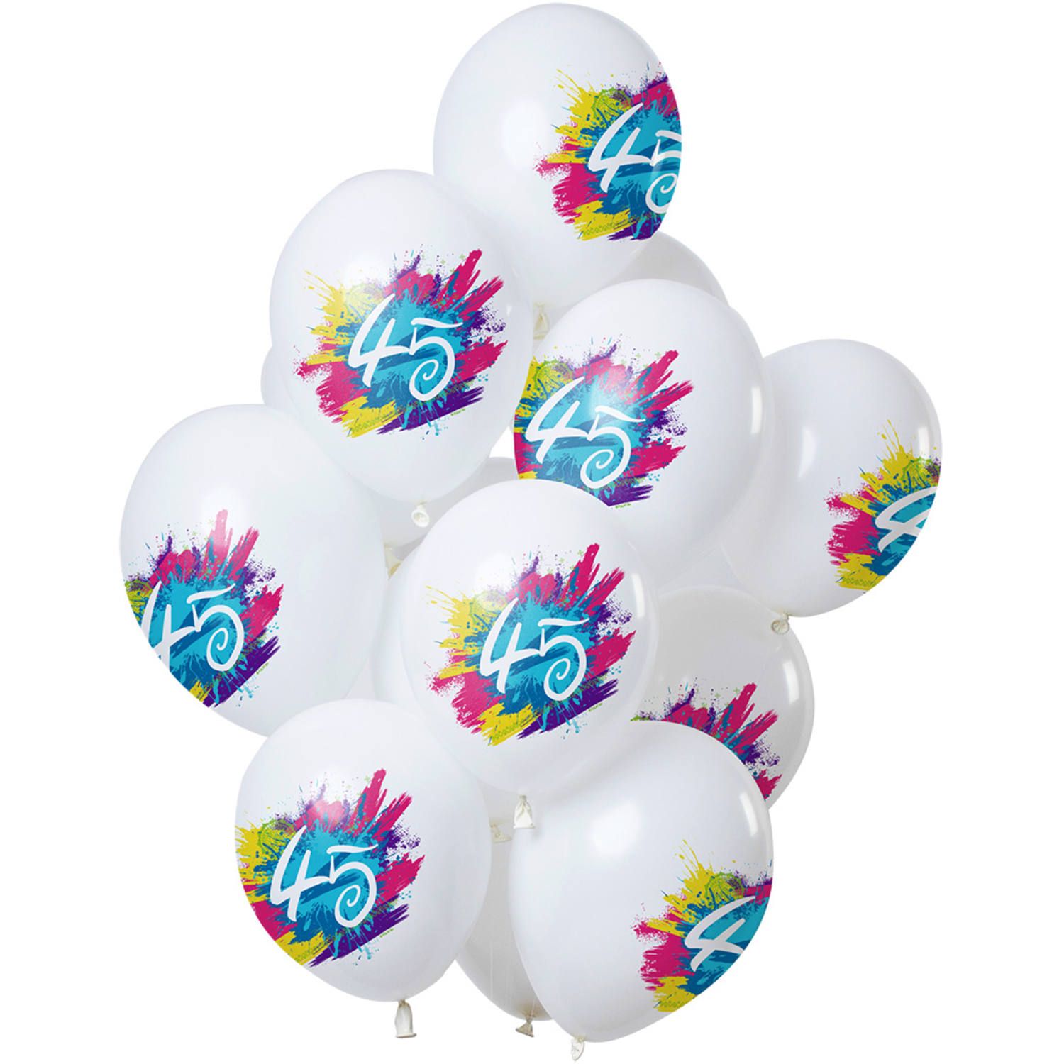 12 ballonnen color splash 45 jaar 30cm