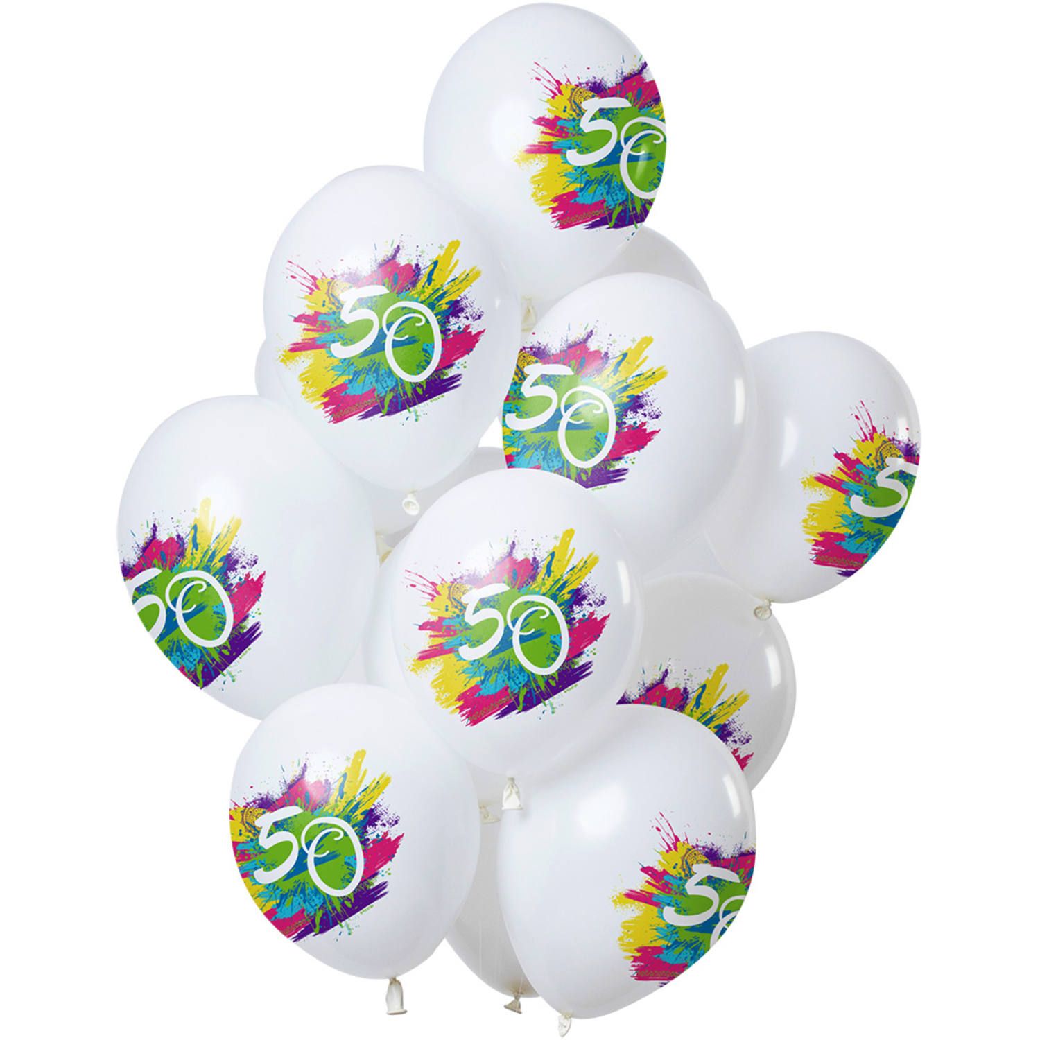 12 ballonnen color splash 50 jaar 30cm