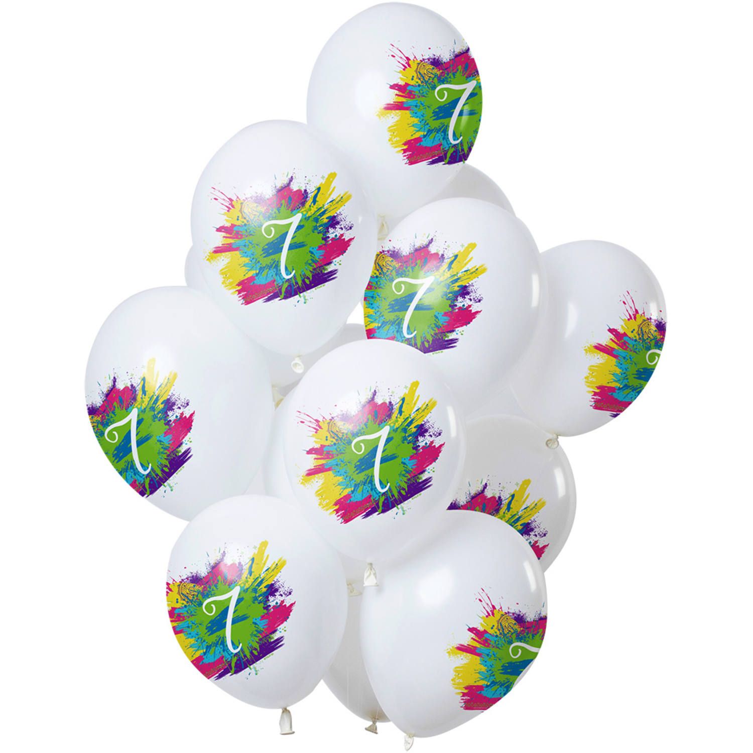 12 ballonnen color splash 7 jaar 30cm