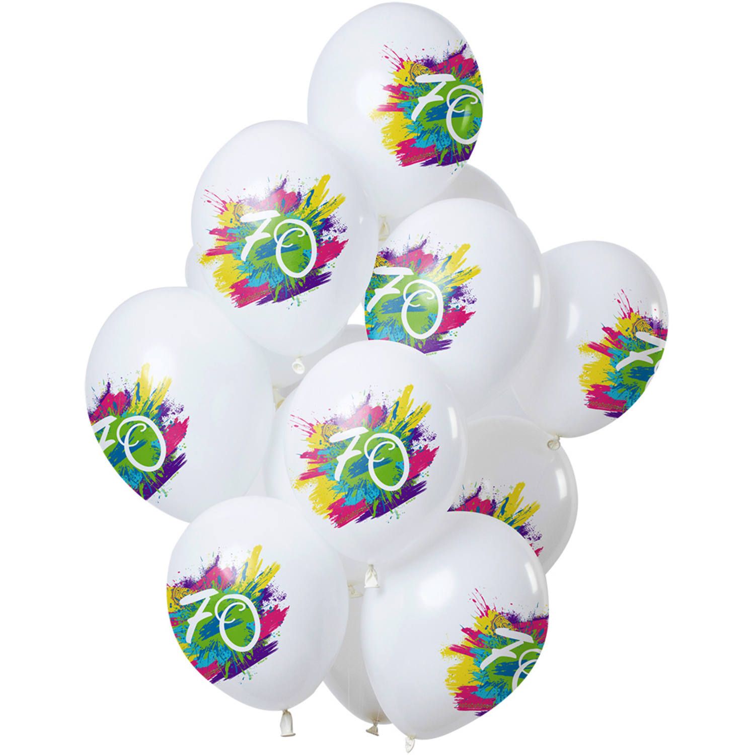 12 ballonnen color splash 70 jaar 30cm