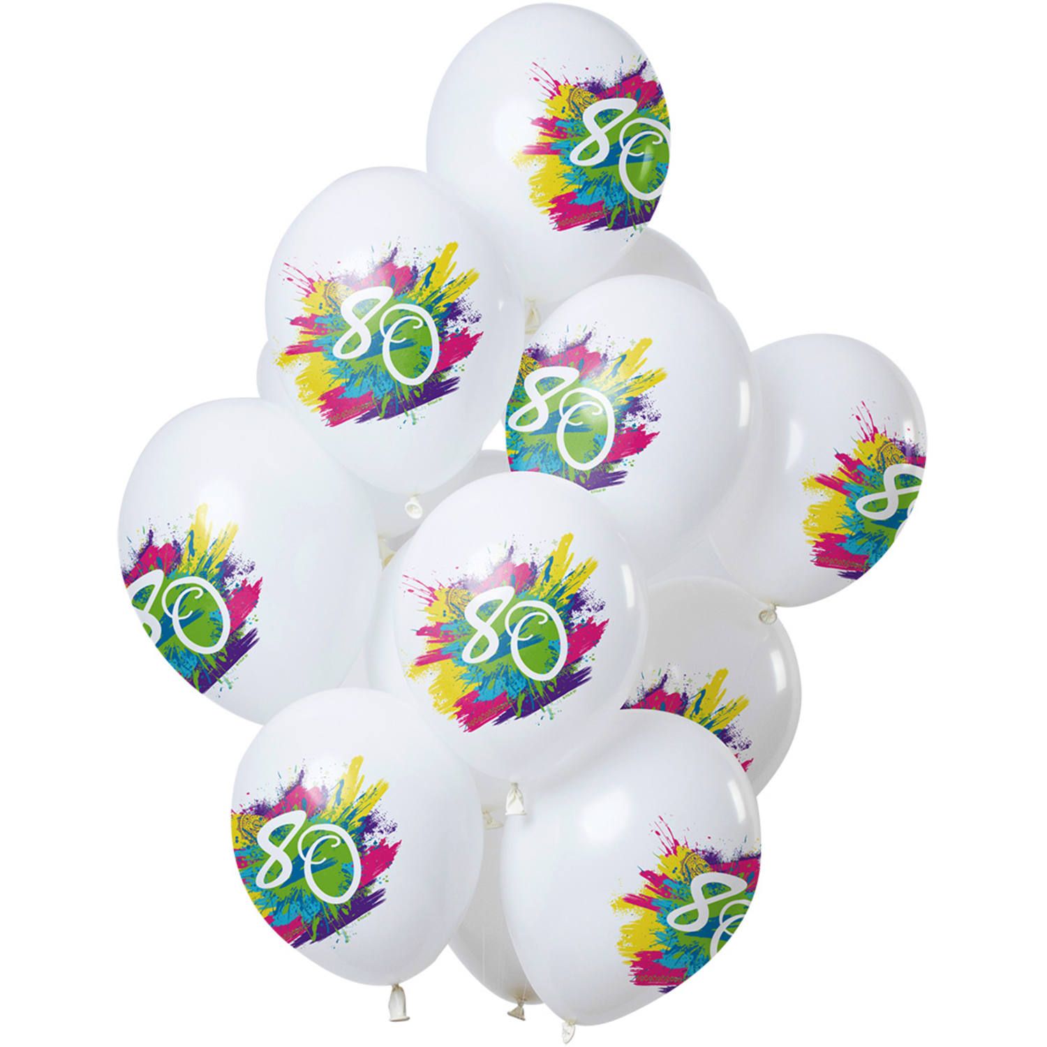 12 ballonnen color splash 80 jaar 30cm