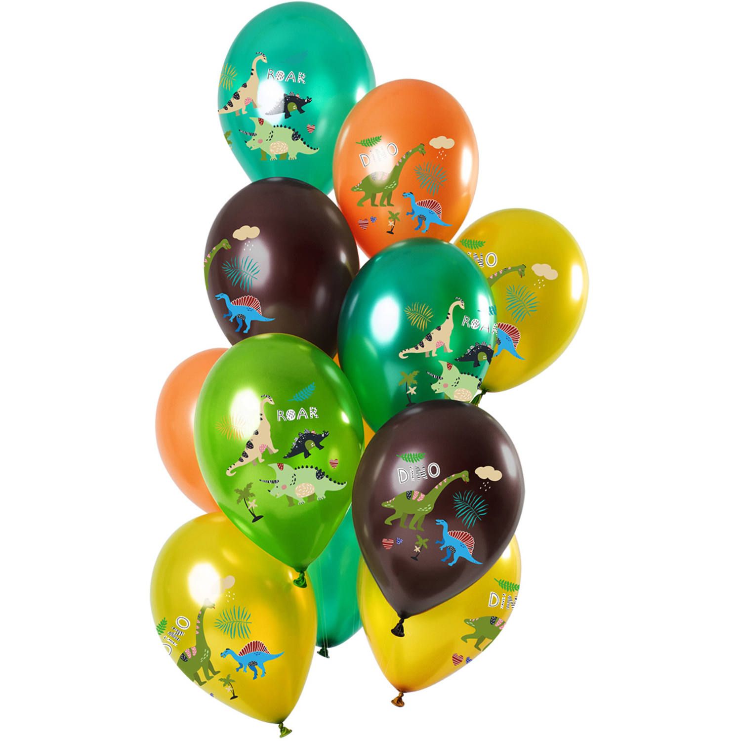 12 ballonnen dino's groen metallic 30cm