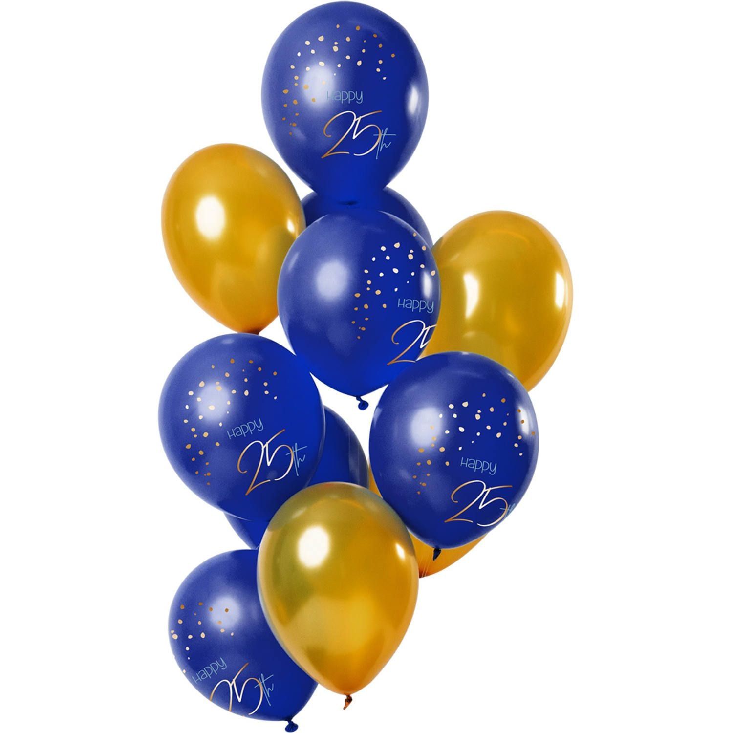 12 ballonnen elegant true blue 25 jaar 30cm