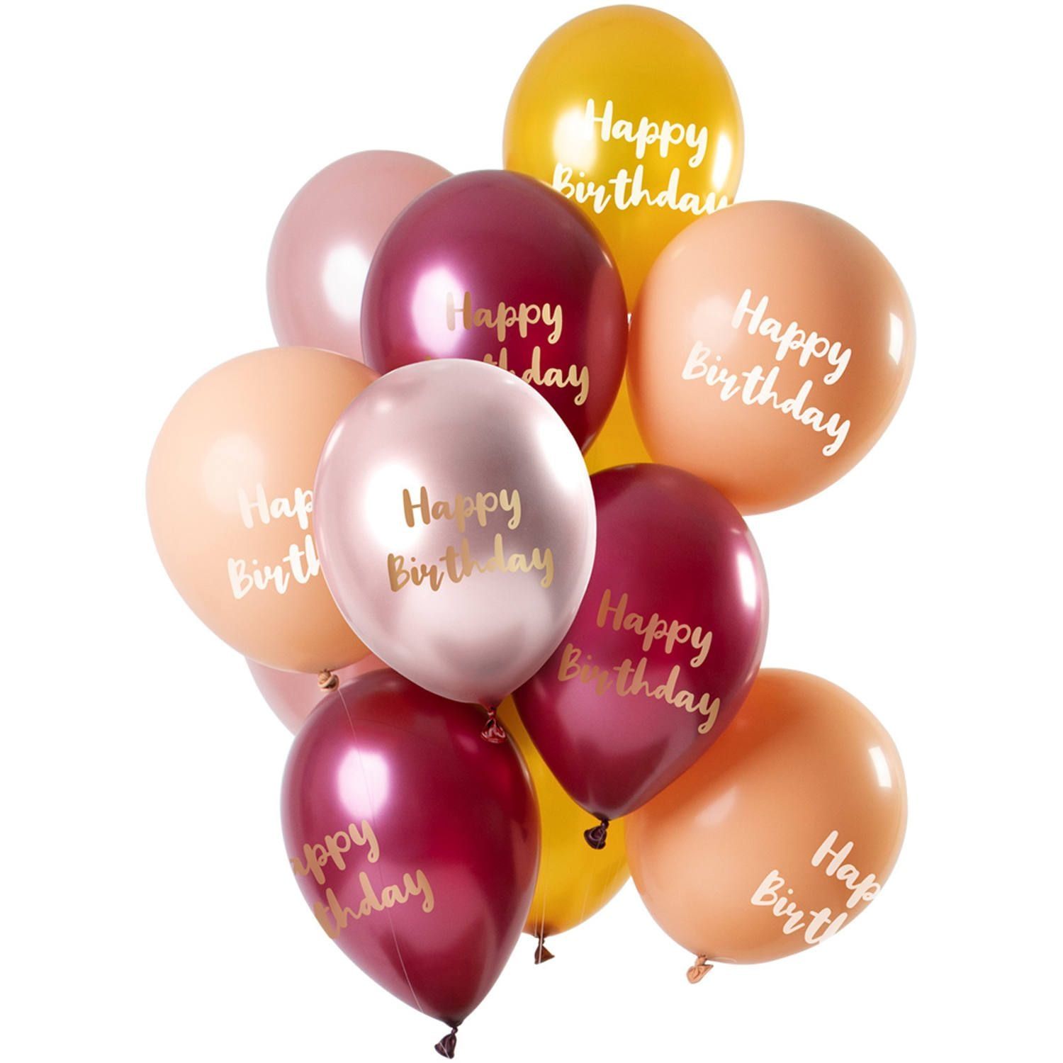 12 Ballonnen Happy Birthday Roze Goud 30cm