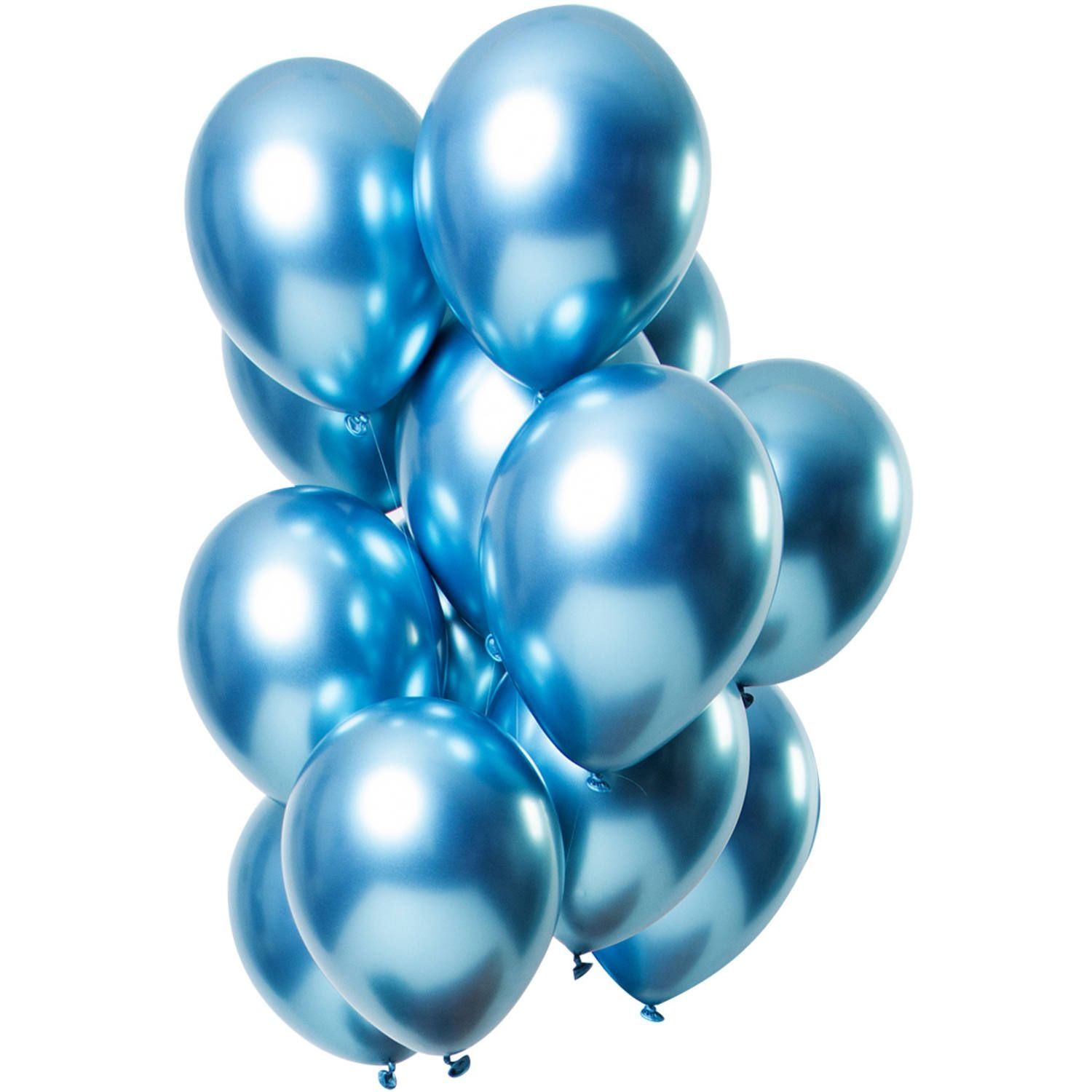12 Ballonnen Mirror Effect Blauw 33cm