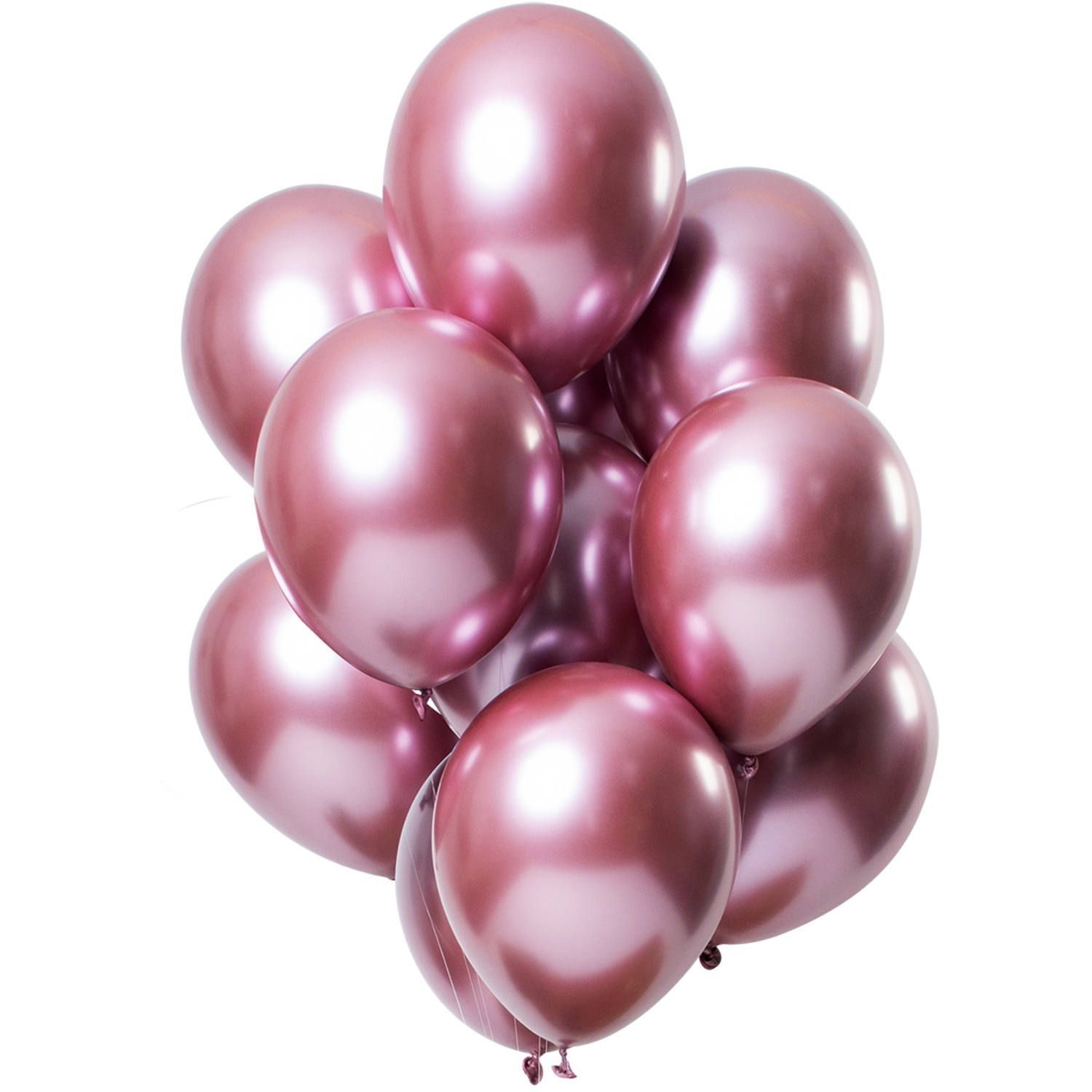 12 ballonnen mirror effect roze 33cm