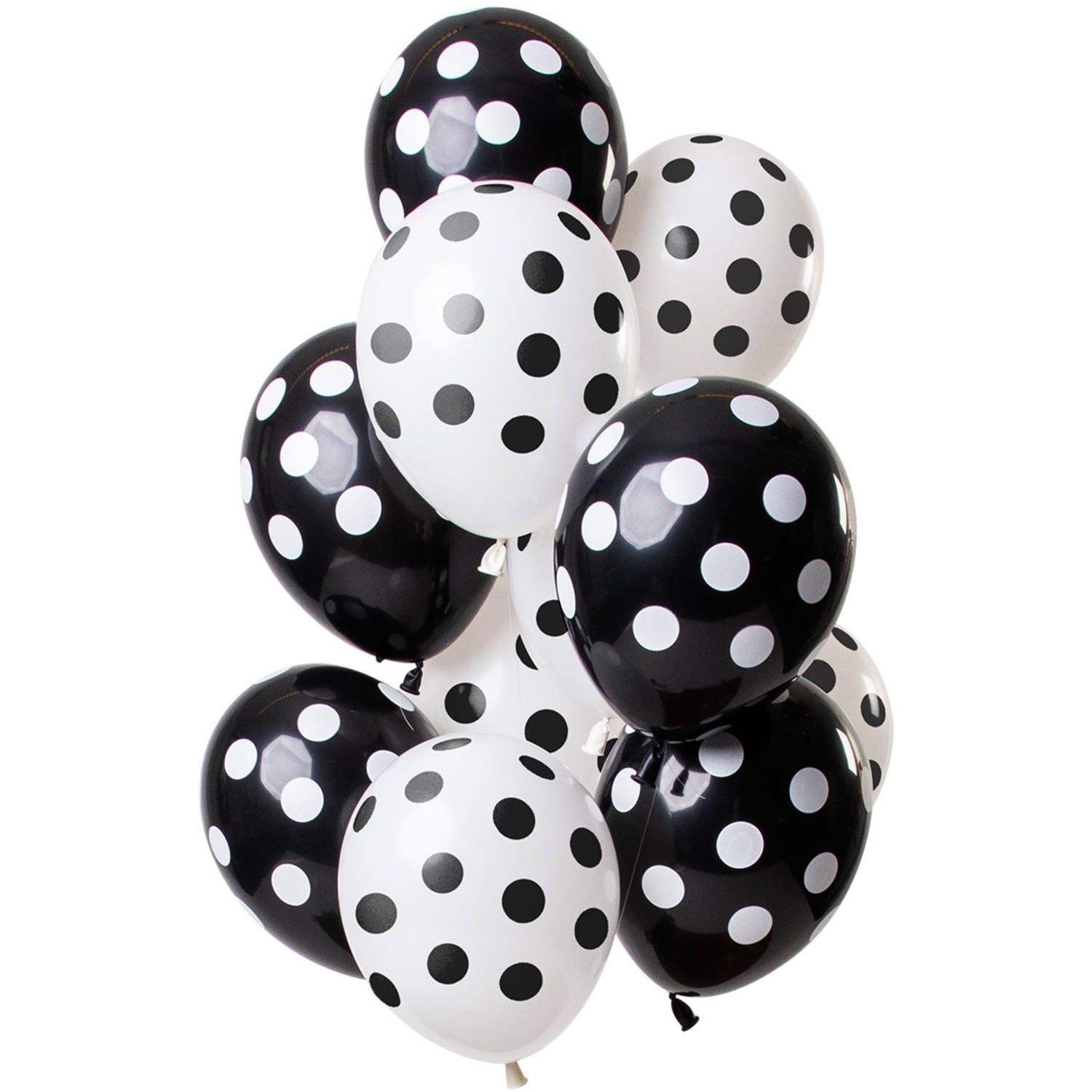 12 ballonnen stippen zwart wit 30cm