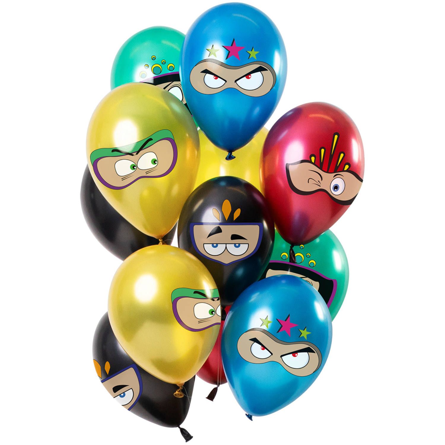 12 ballonnen superhelden meerkleurig metallic 30cm