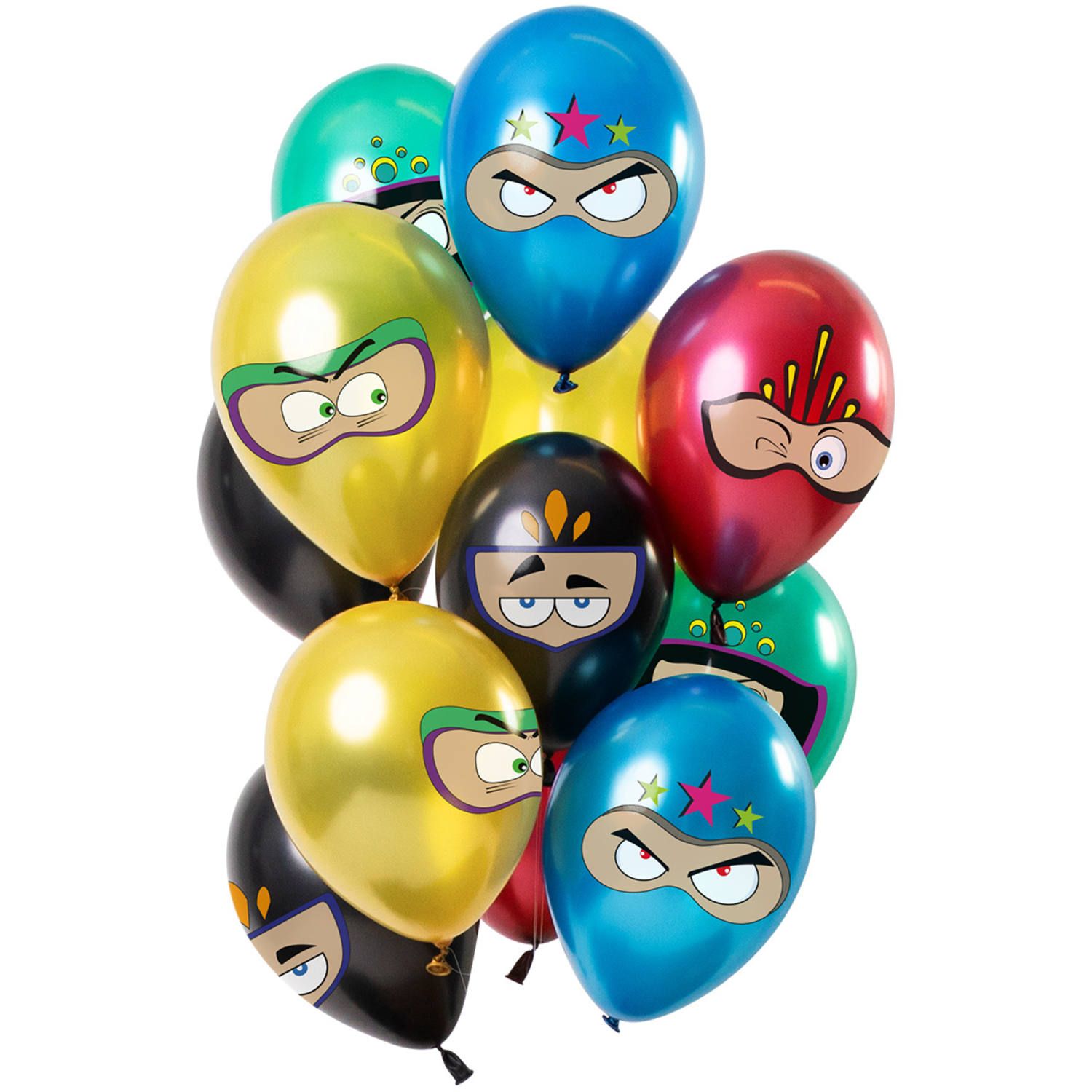 12 Ballonnen Superhelden Meerkleurig Metallic 30cm