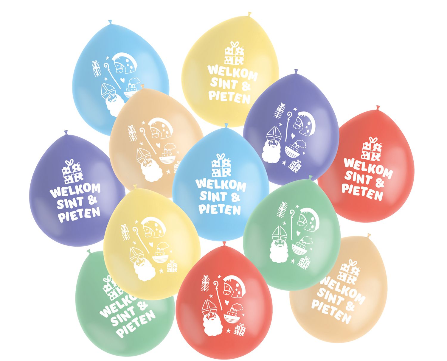 12 Sint & Piet Ballonnen 23cm Latex