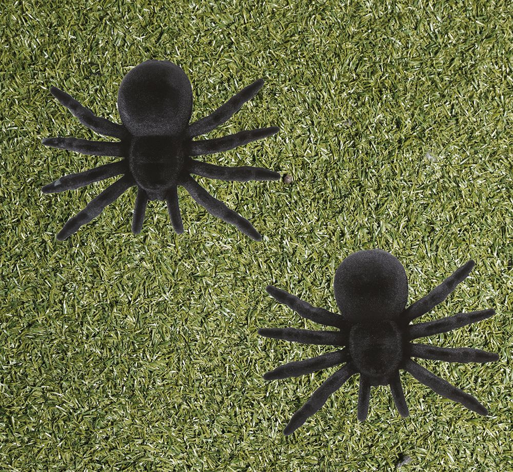 2 Zwarte Spinnen Decoratie Halloween 10cm