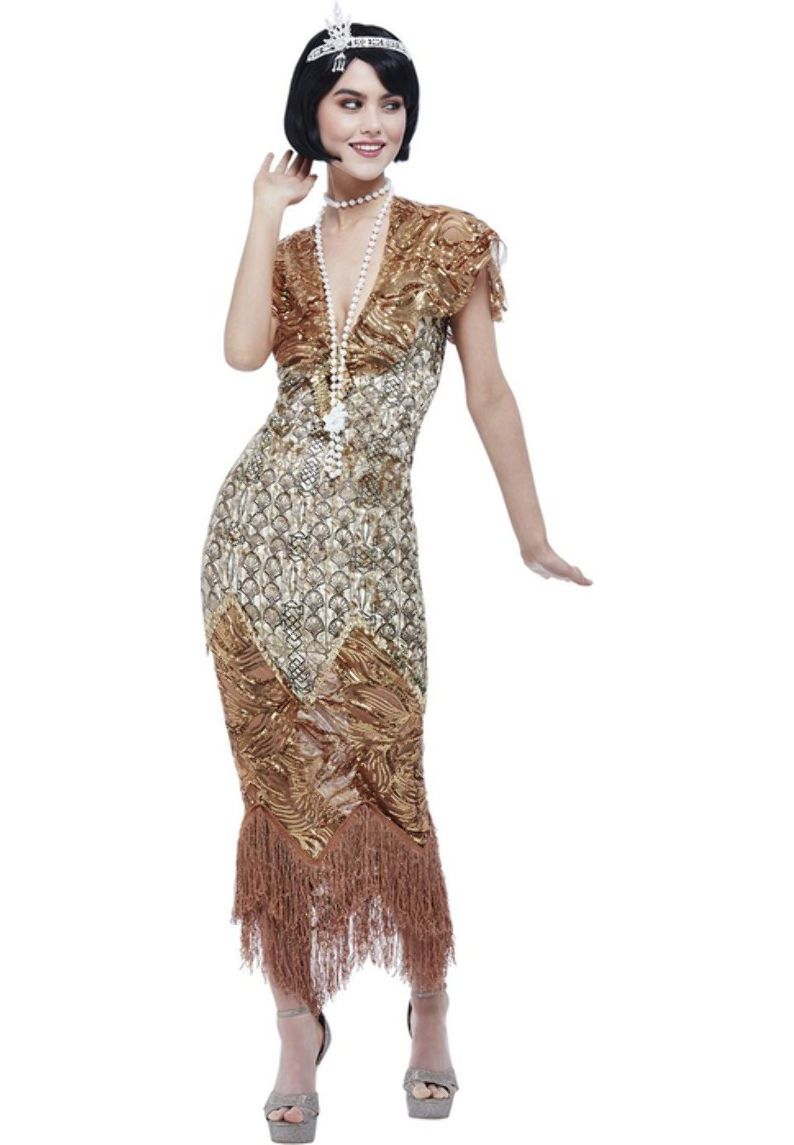 20's Flapper Jurk Dames Goud