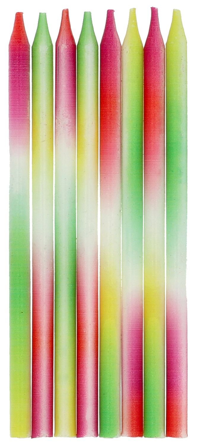 24 Kaarsen Neonkleurig 10 cm