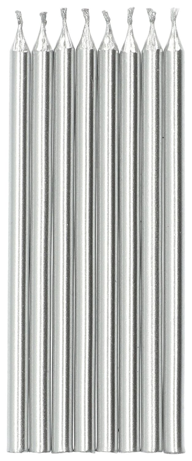 24 Kaarsen Zilverkleurig 10 cm