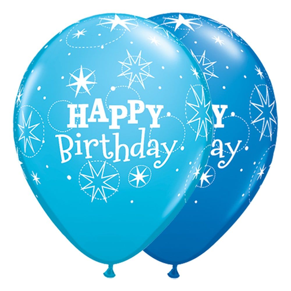 25 blauwe birthday ballonnen 28cm