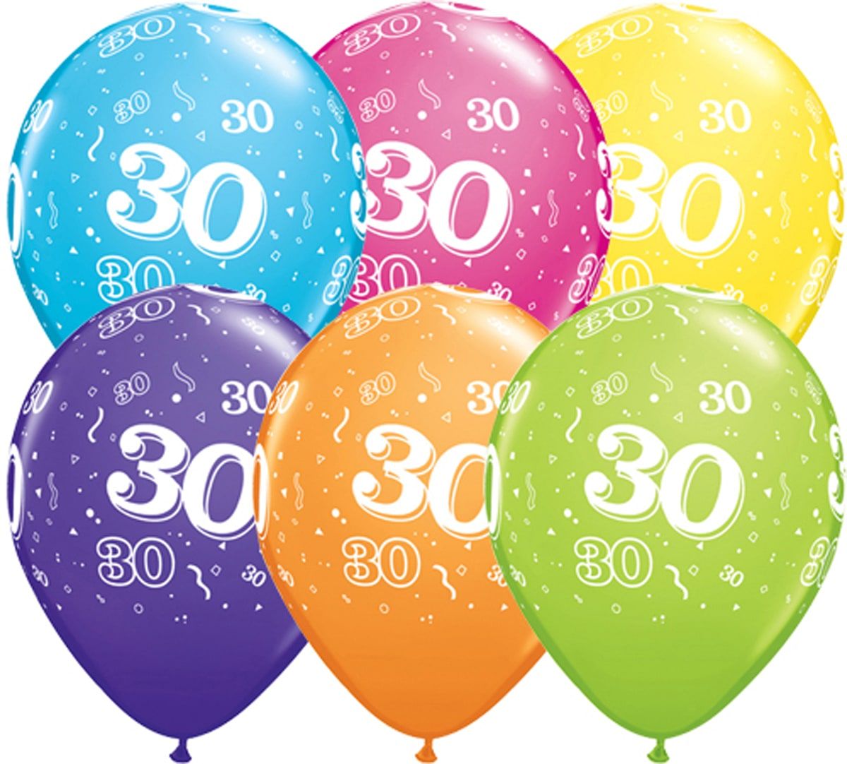 25 meerkleurige 30 jaar ballonnen 28cm
