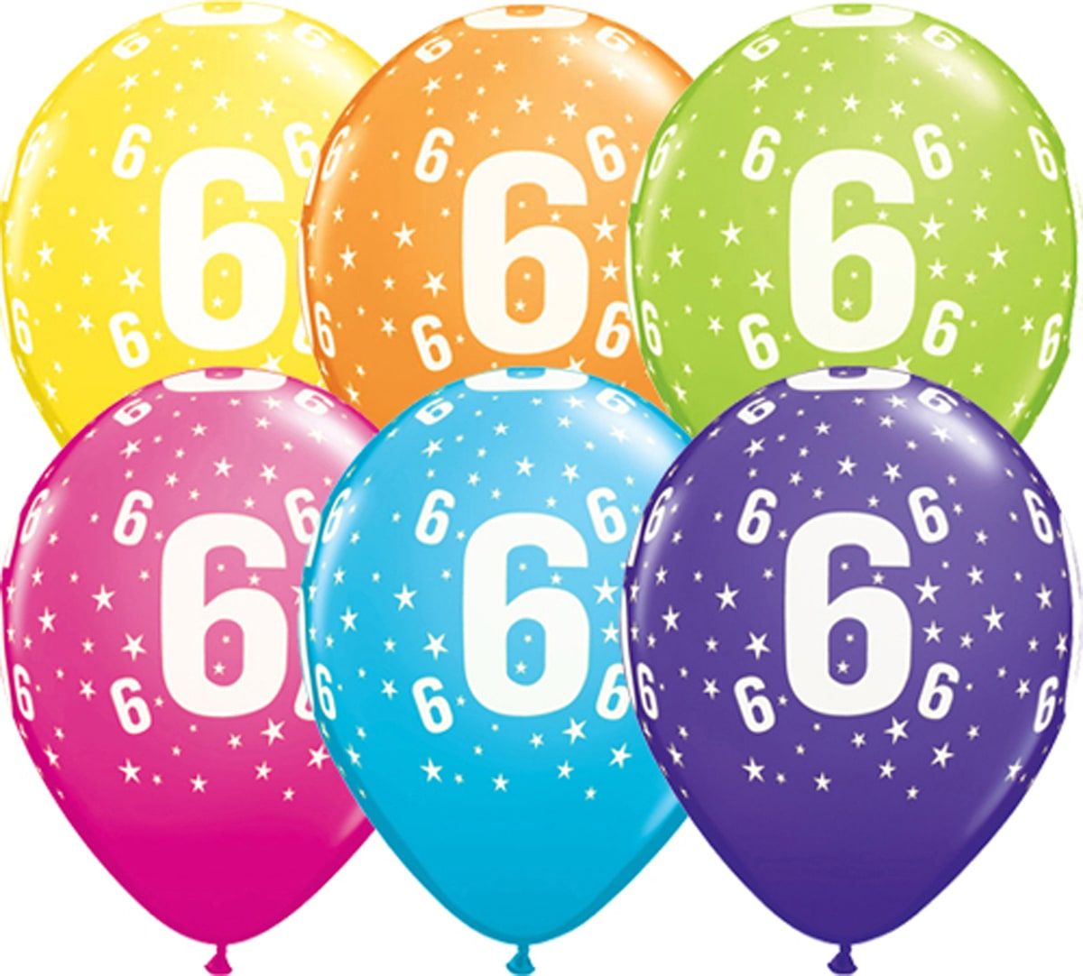 25 Meerkleurige 6 Jaar Ballonnen 28cm