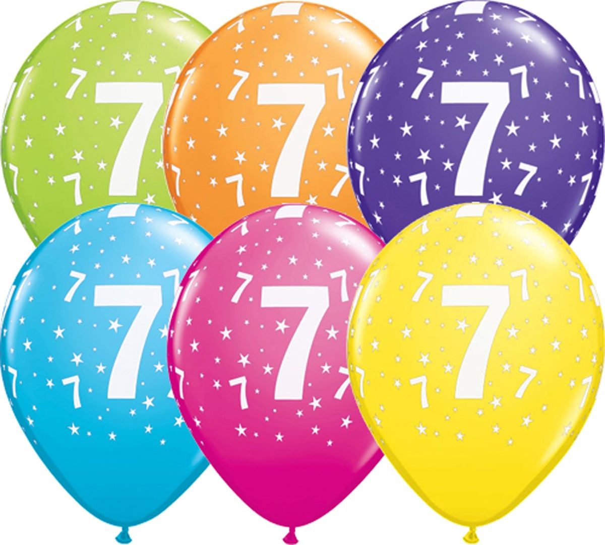 25 meerkleurige 7 jaar ballonnen 28cm