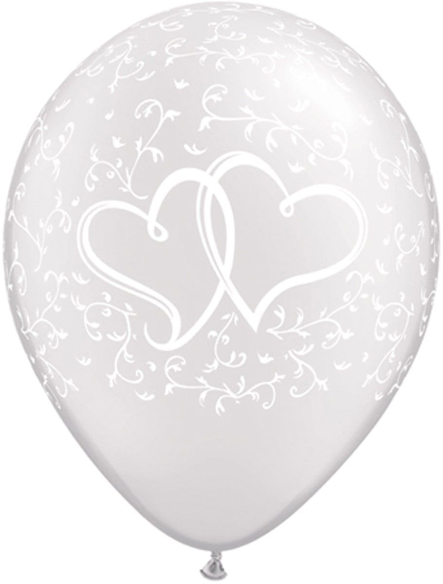 25 witte ballonnen met hartjes parel 28cm