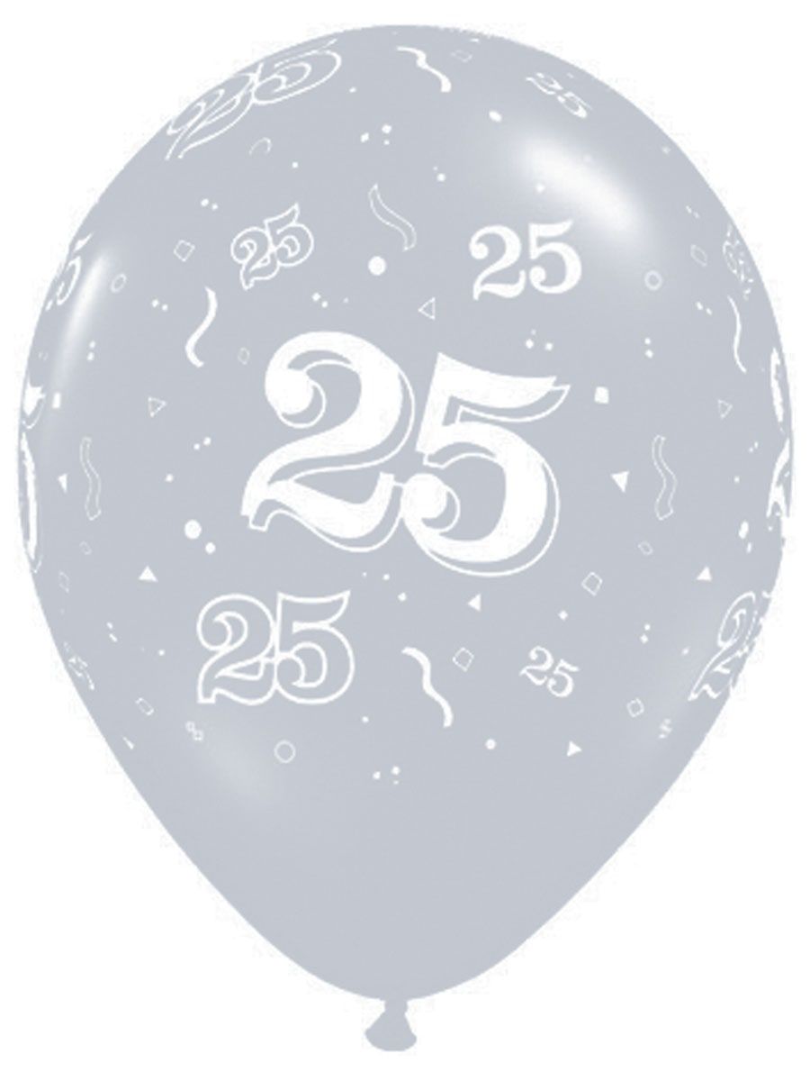 25 Zilveren Ballonnen 25 Jaar 28cm