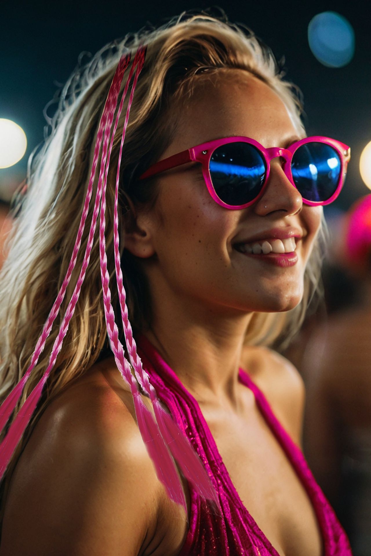 3 Fuchsia Vlecht Haar Extensions 35cm