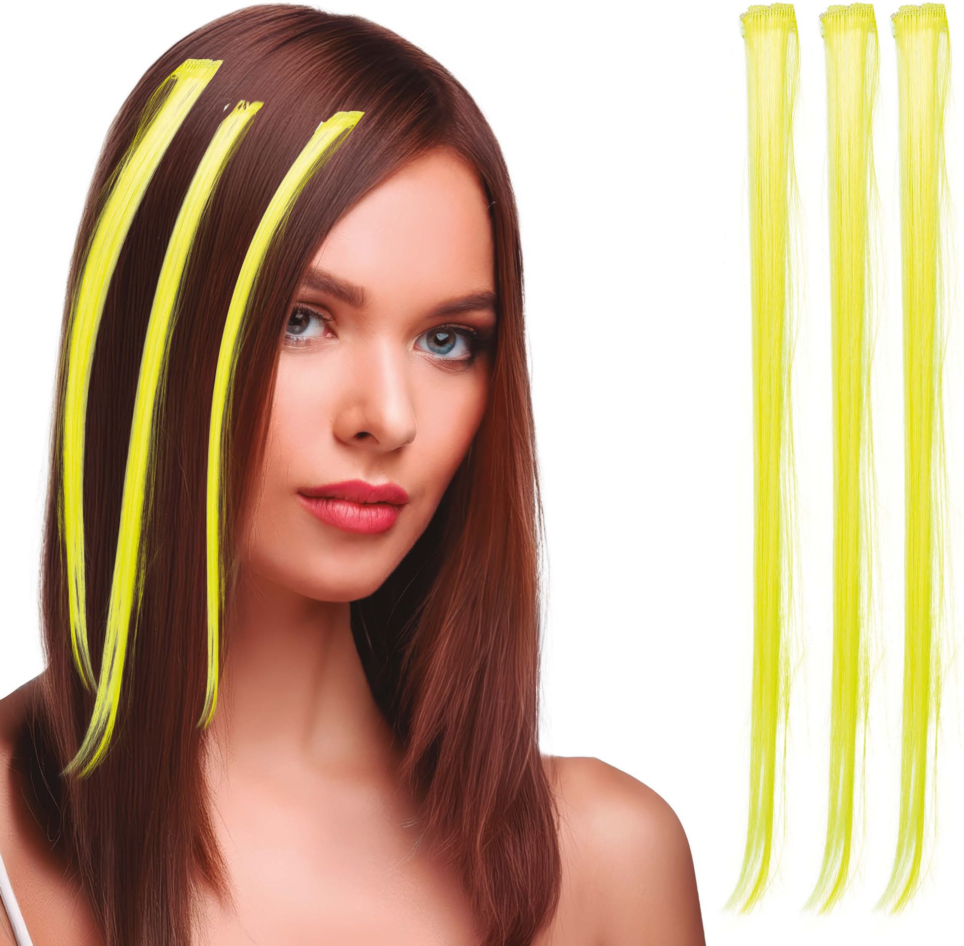 3 Gele Haar Extensions 50cm