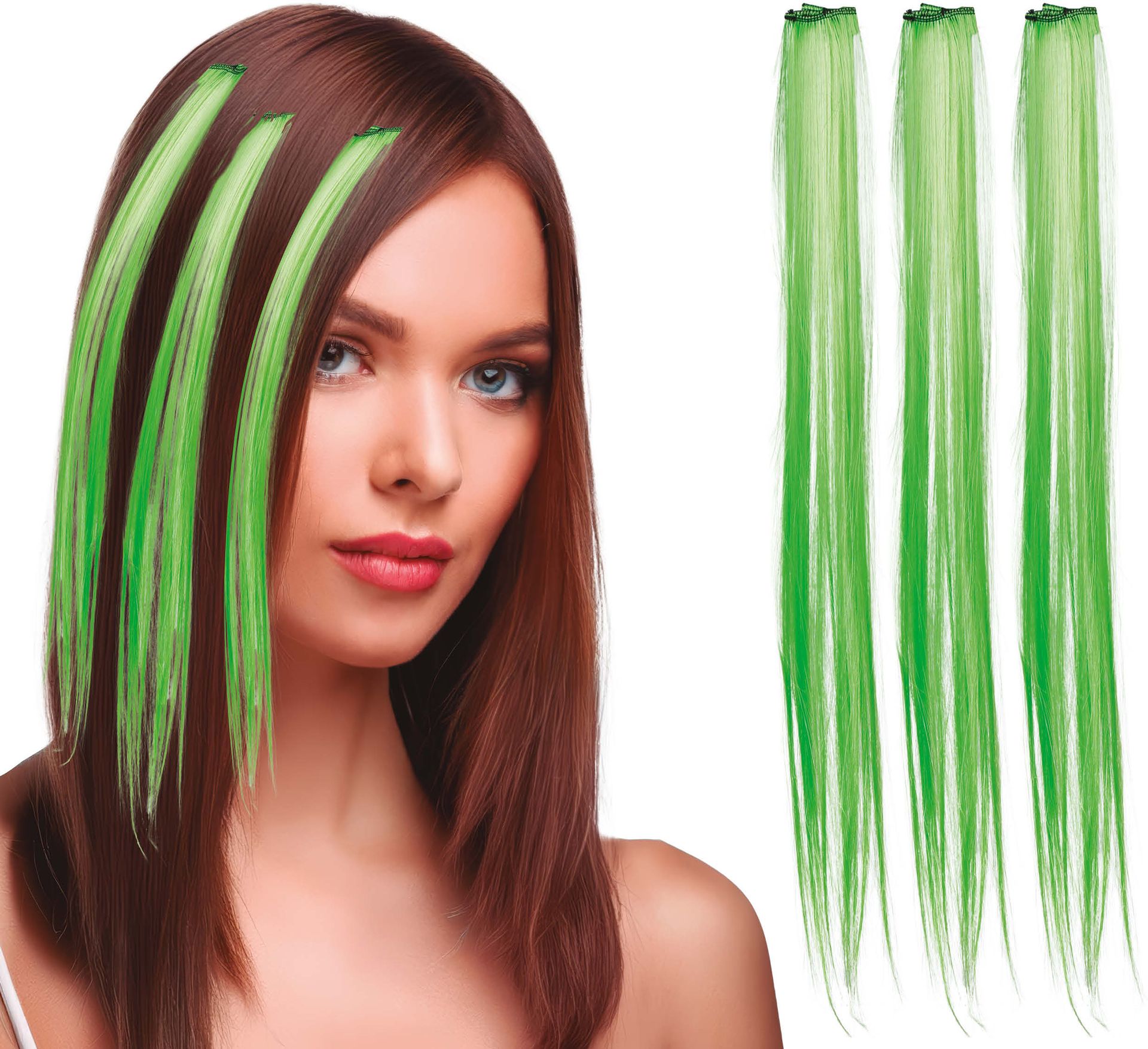3 Groene Haar Extensions 50cm