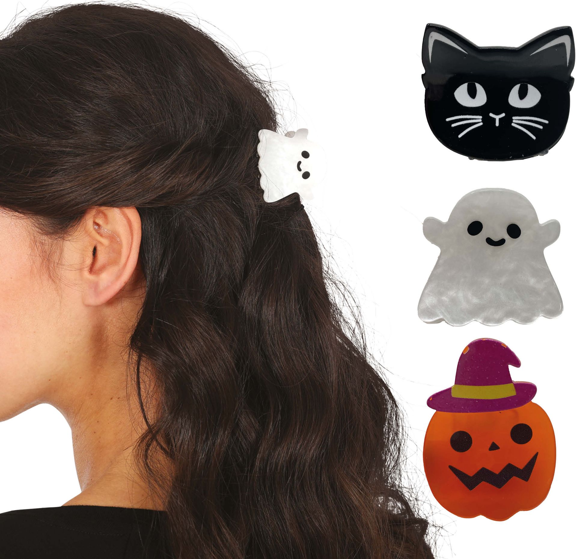 3 Haarclips Halloween Figuren