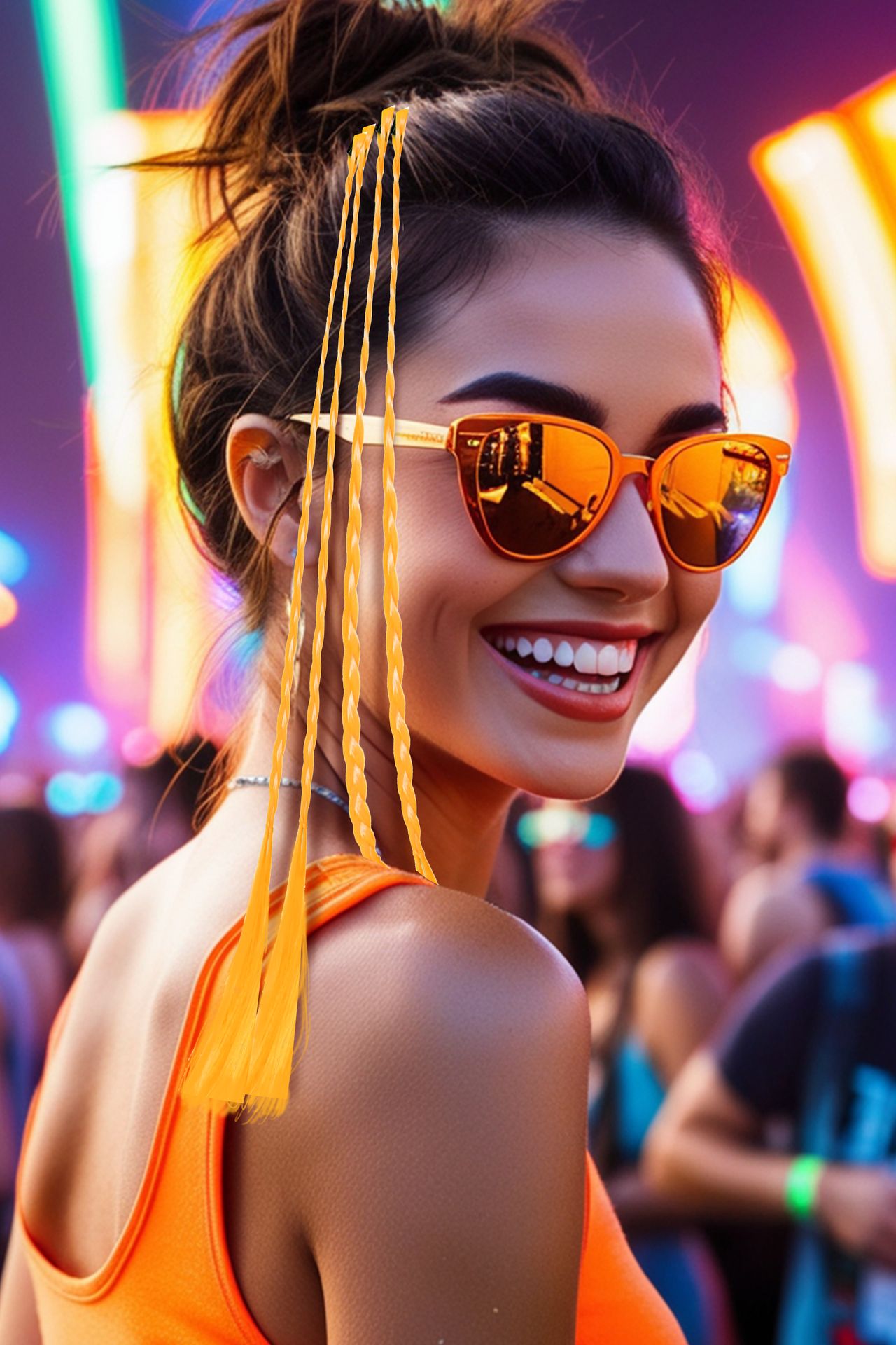 3 Oranje Vlecht Haar Extensions 35cm