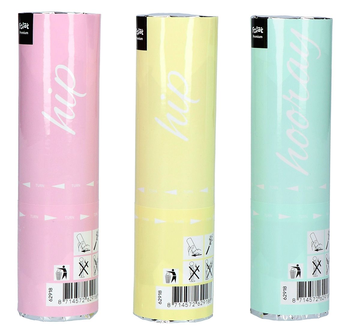 3 Party poppers confetti pastel