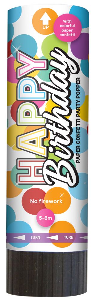 3 Party Poppers Confetti Rainbow Birthday