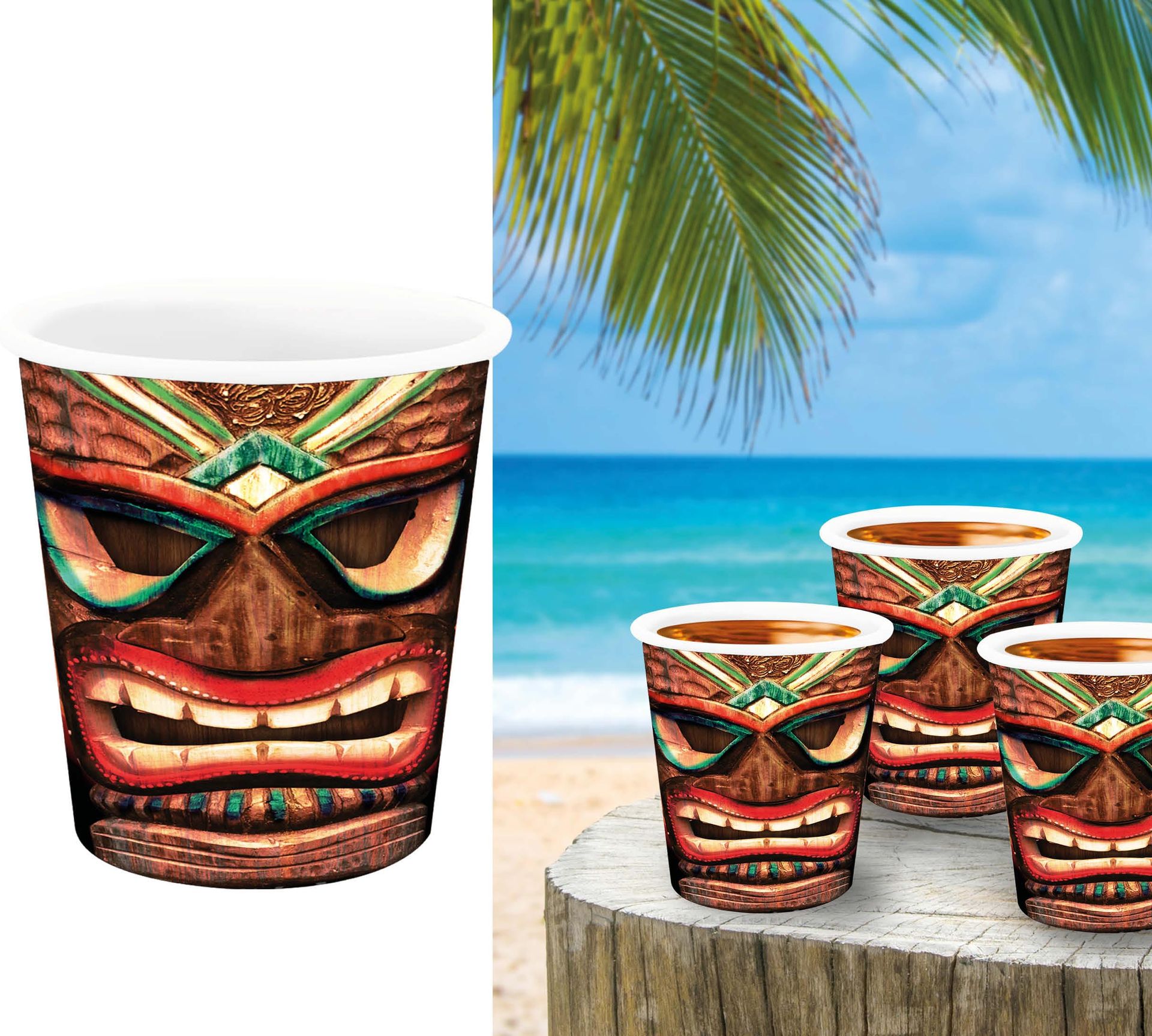 3 Wegwerp Shotglazen Tiki Hawaii
