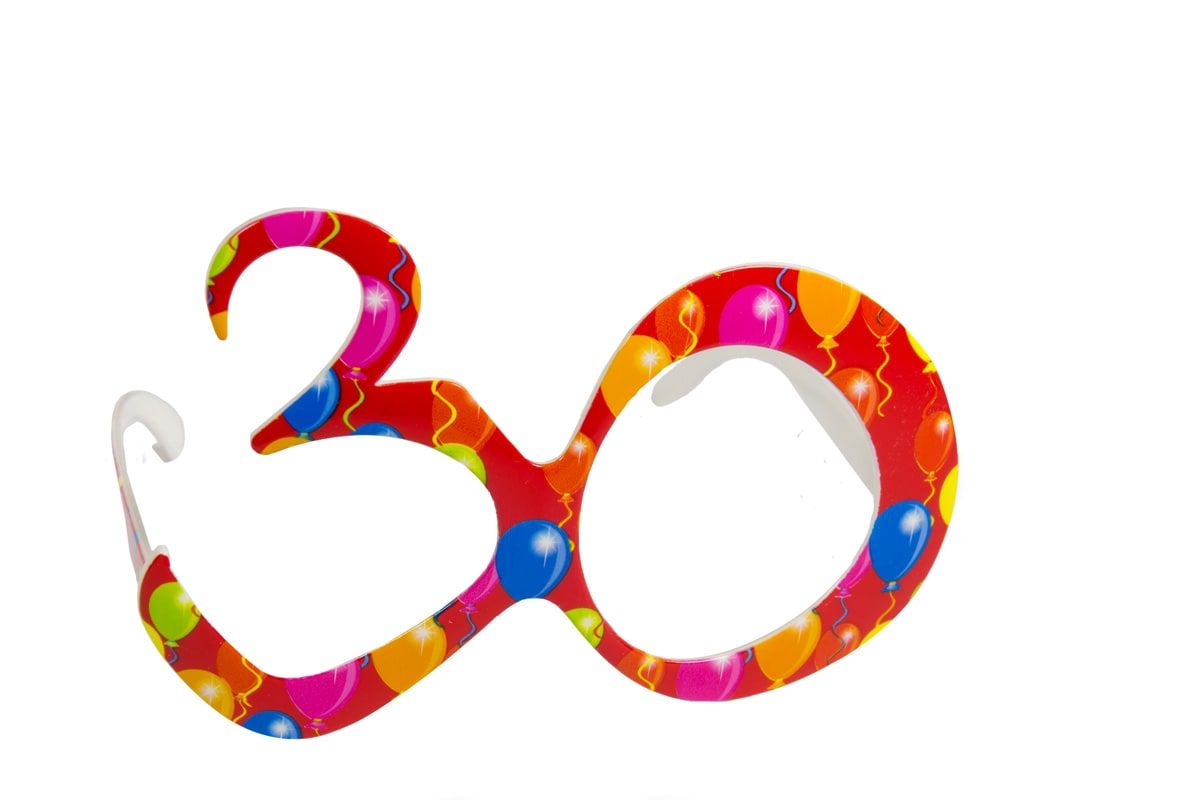 30 jaar ballonnen feest bril rood