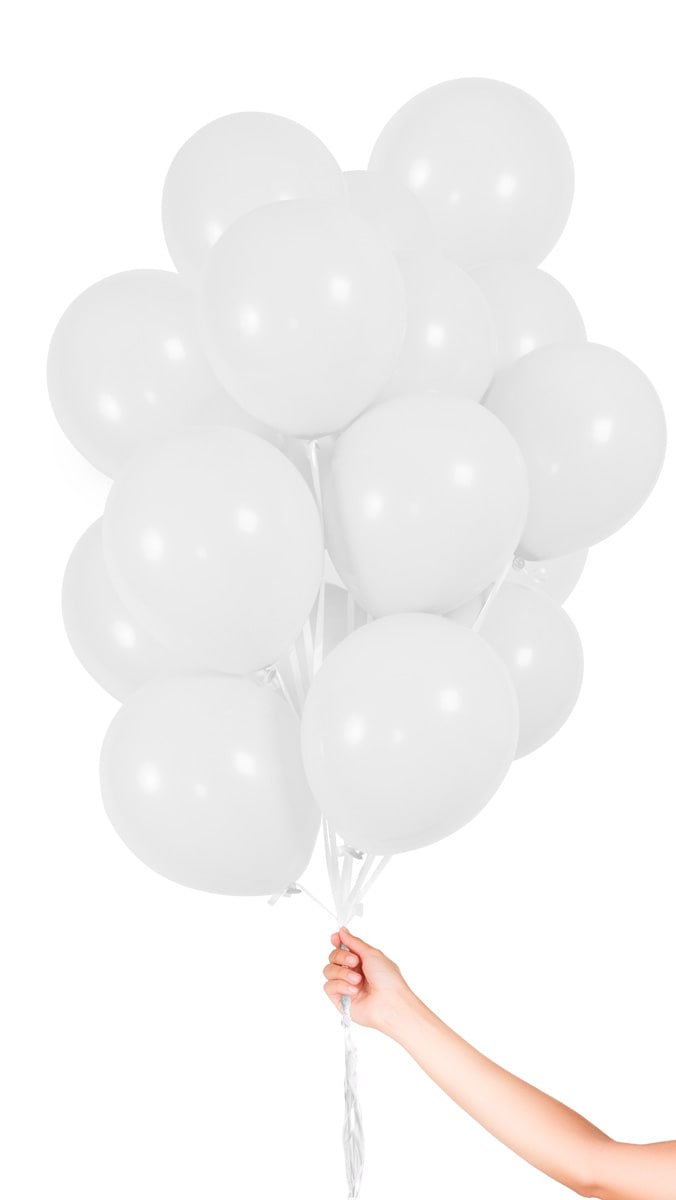 30 witte ballonnen met lint 23cm