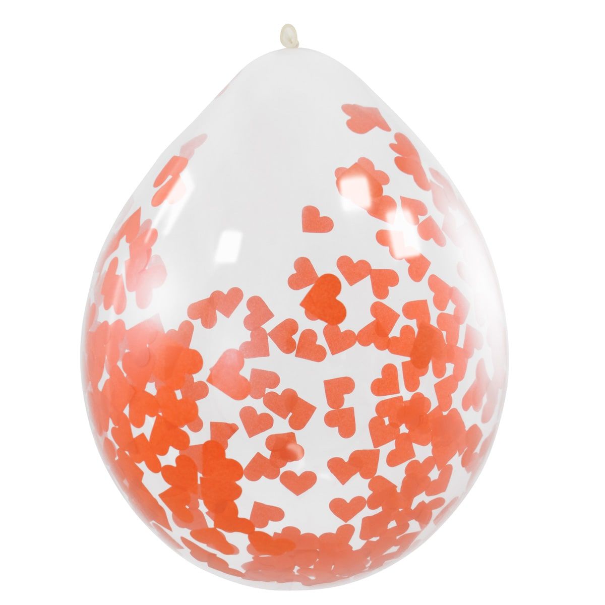 4 Ballonnen met Rode Hartjes Confetti 30cm