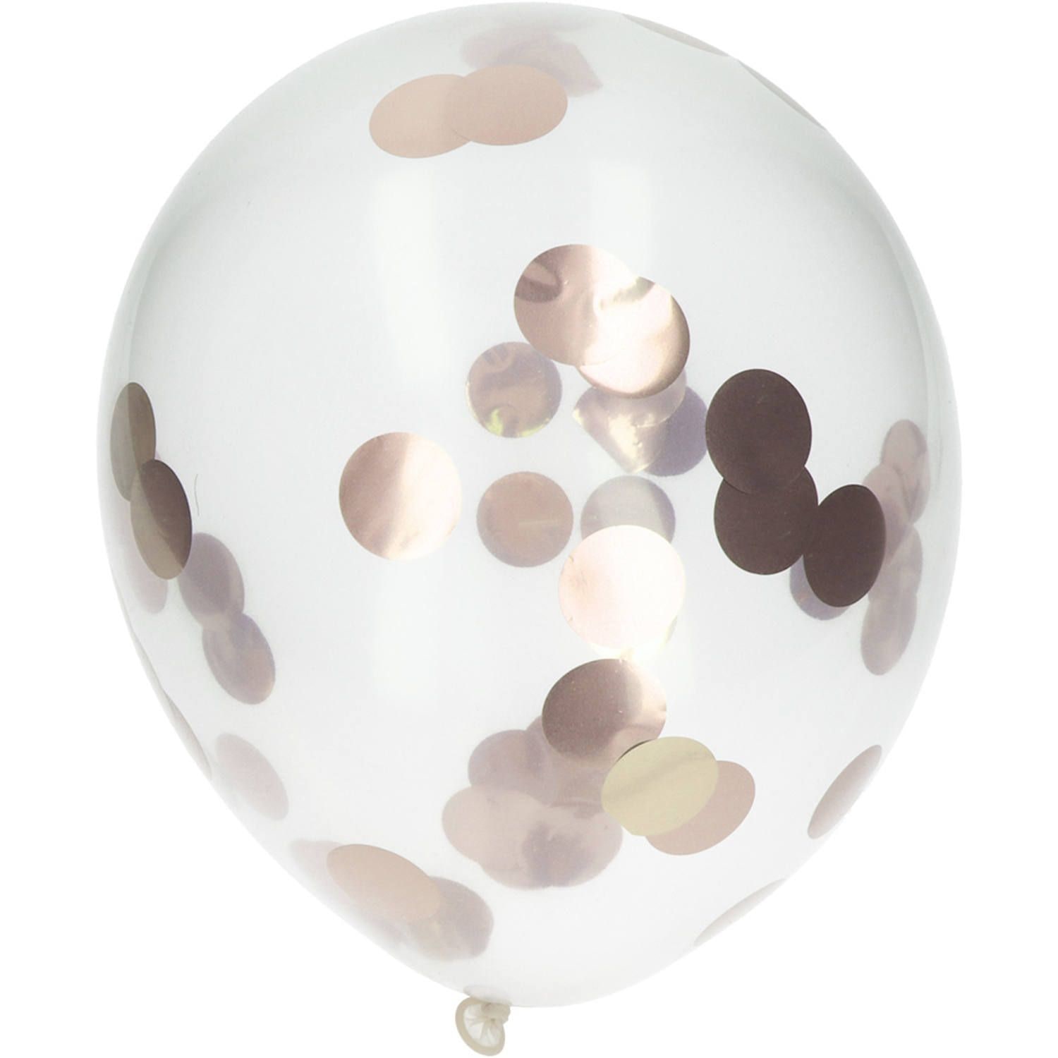 4 rose goudkleurige confetti ballonnen 30cm