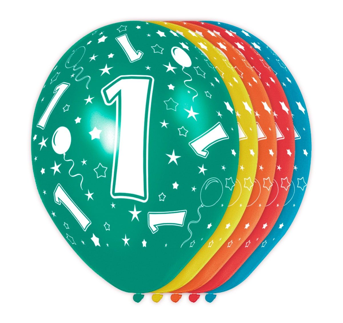5 Verjaardag Ballonnen 1 Jaar Meerkleurig