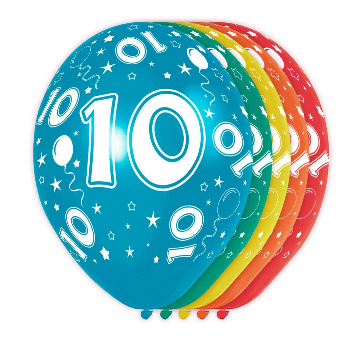5 verjaardag ballonnen 10 jaar meerkleurig