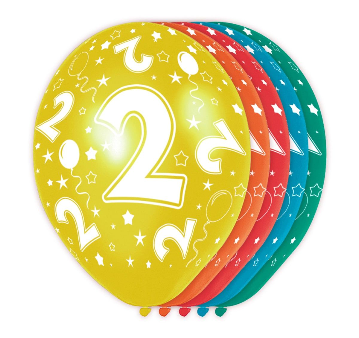 5 Verjaardag Ballonnen 2 Jaar Meerkleurig