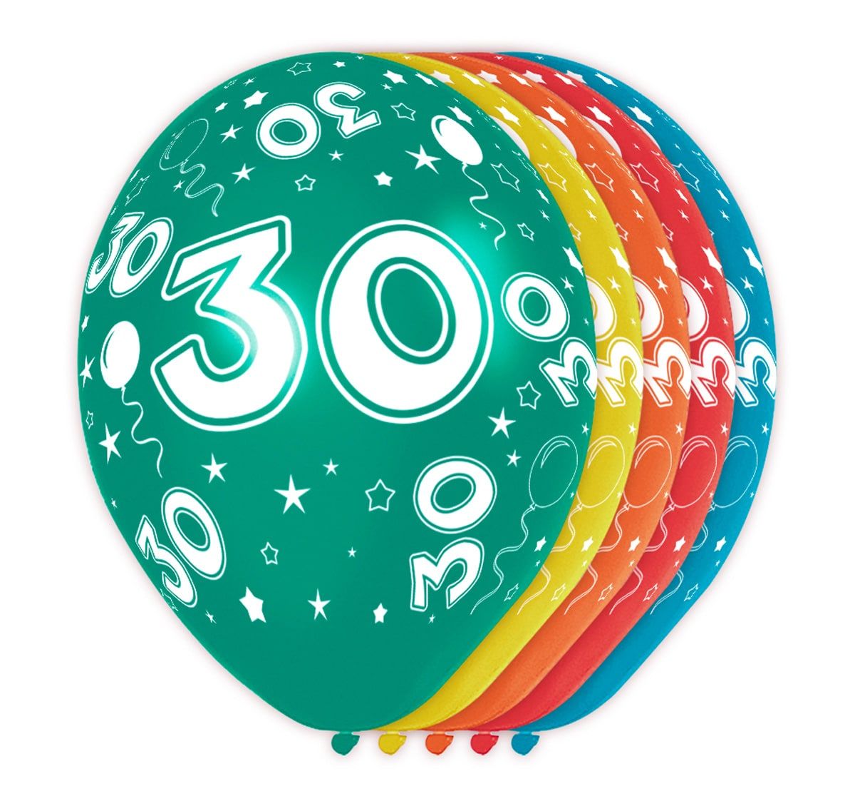 5 verjaardag ballonnen 30 jaar meerkleurig
