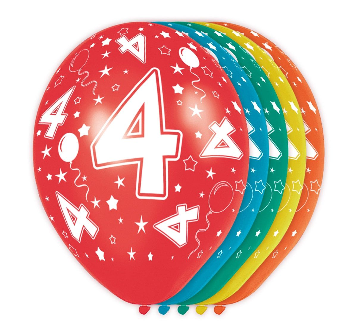 5 verjaardag ballonnen 4 jaar meerkleurig