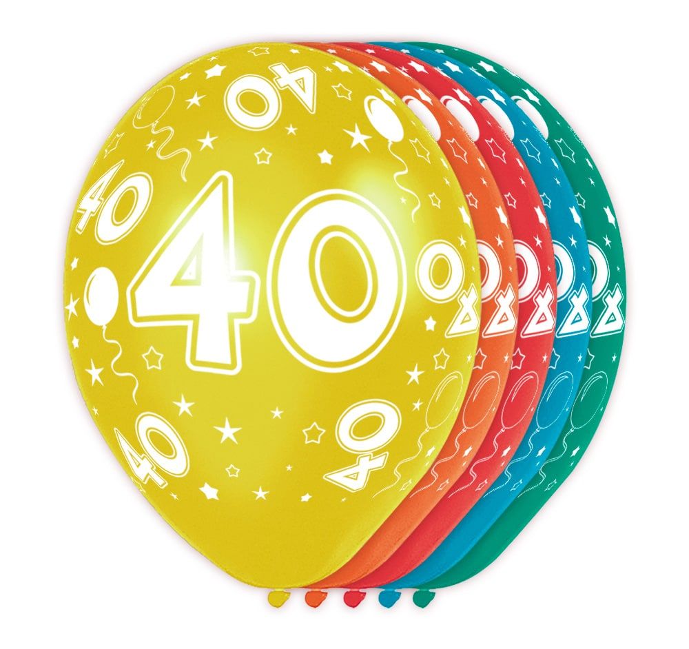 5 verjaardag ballonnen 40 jaar meerkleurig