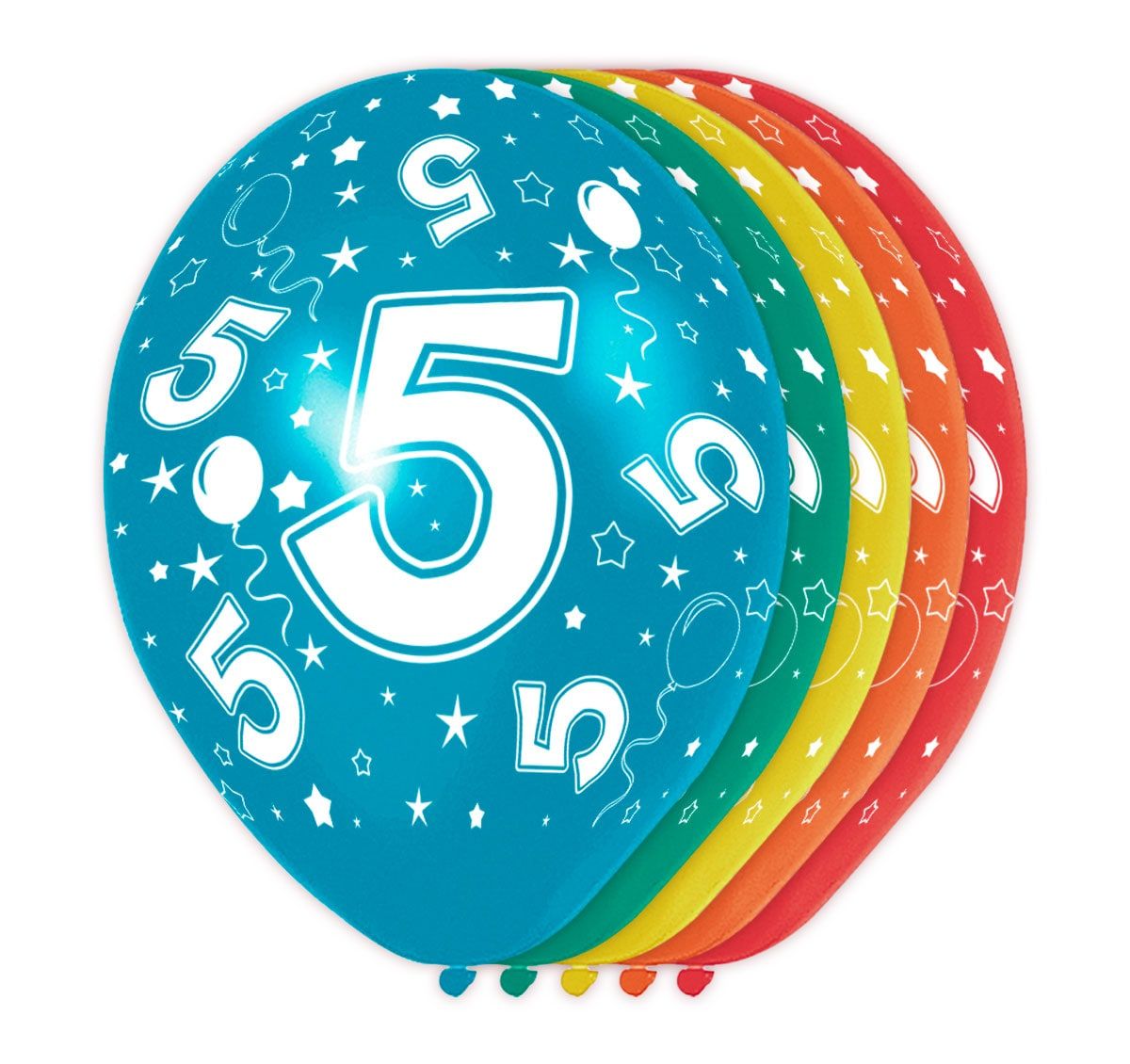 5 verjaardag ballonnen 5 jaar meerkleurig