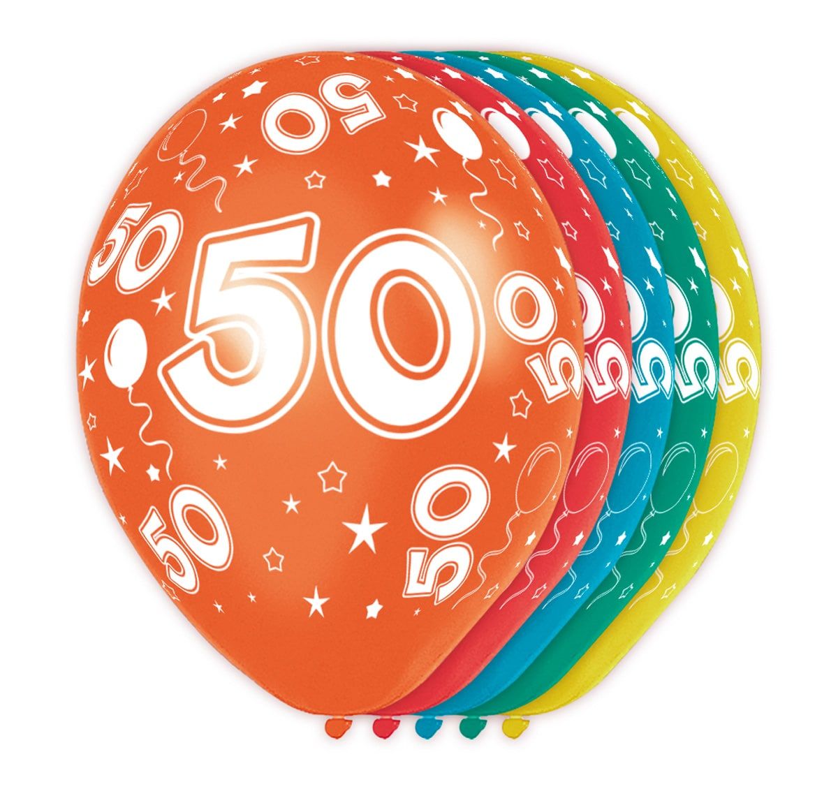 5 verjaardag ballonnen 50 jaar meerkleurig