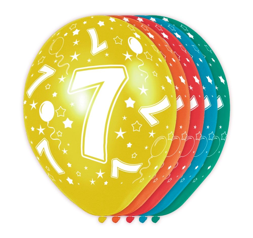 5 verjaardag ballonnen 7 jaar meerkleurig